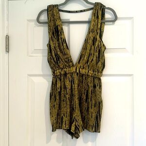 Sexy gold romper low v ASOS size 2
